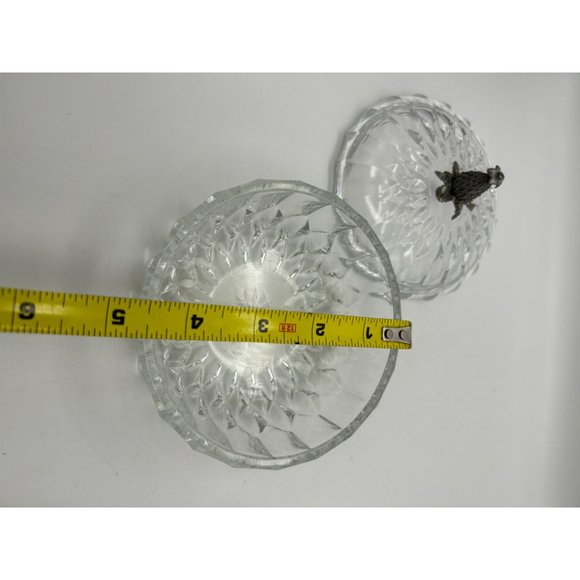 Vintage Signed Val St Lambert Crystal Covered Candy Dish - Picture 8 of 9